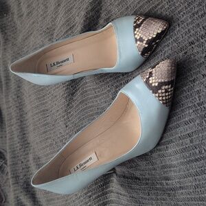 LK‎ Bennett Light Blue and Snake Print Heels - Made In Italy